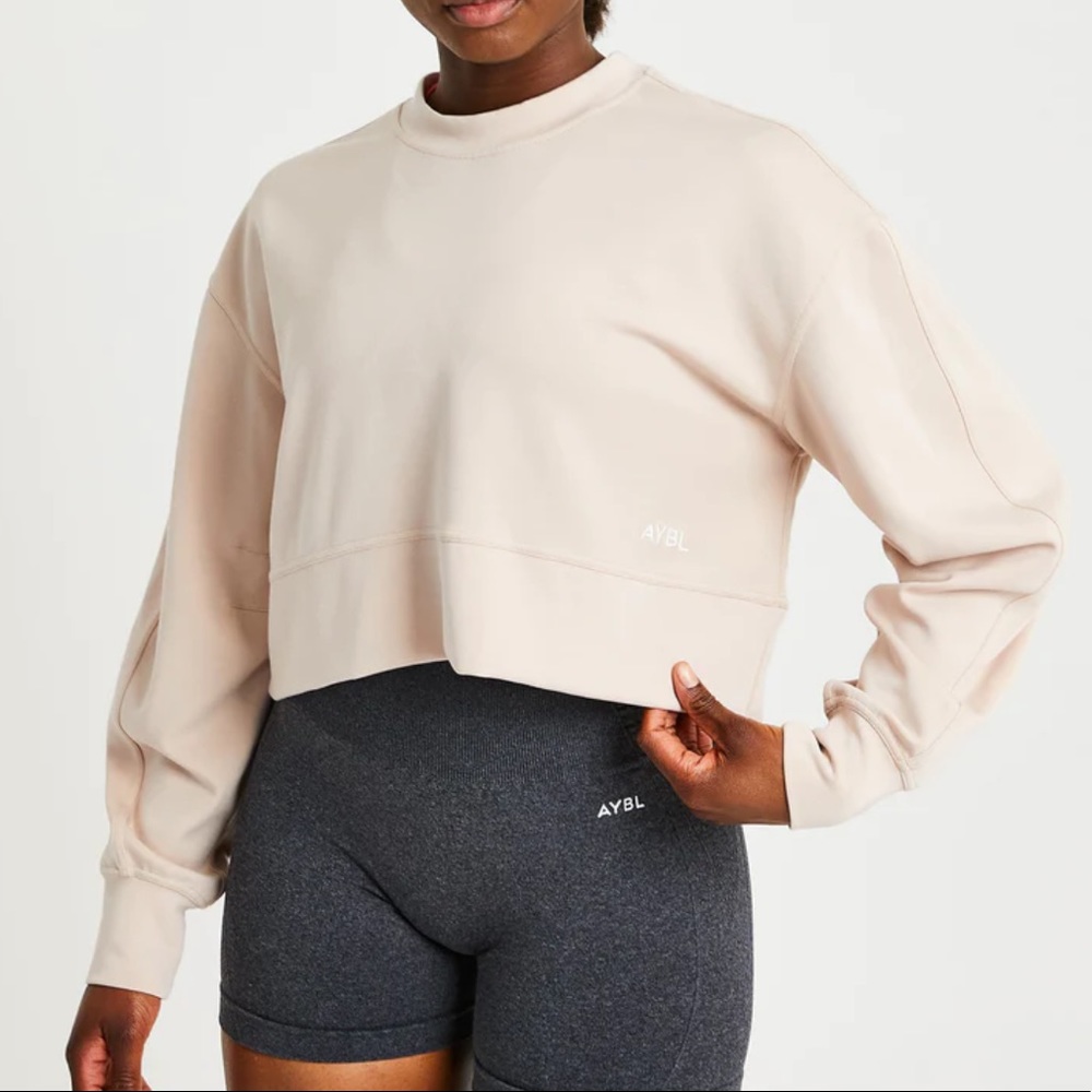 NWOT ABYL Oversized Cropped Sweatshirt Cream Size S